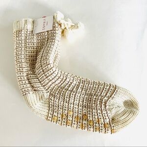 Esprit Slipper Socks in Ivory & Metallic Gold NWT